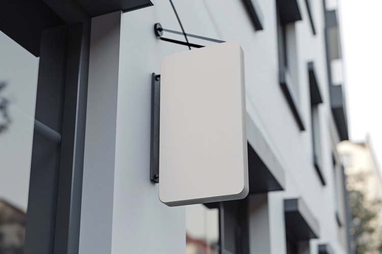 Sign Board Mockup on Building Wall