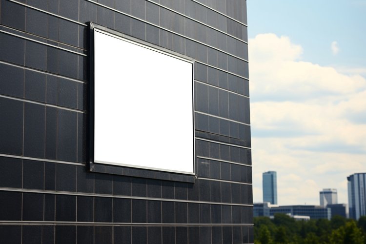 Sign Board Mockup on Building Wall