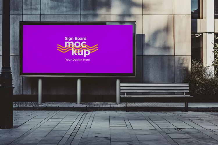 Roadside Billboard Sign Mockup Outdoor Signage Template