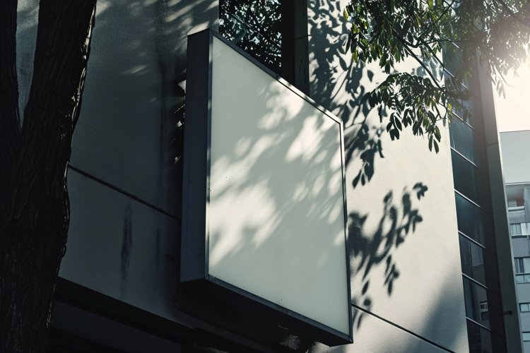 Sign Board Mockup on Building Wall