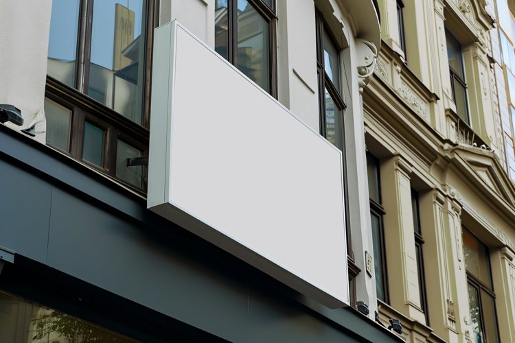 Sign Board Mockup on Building Wall