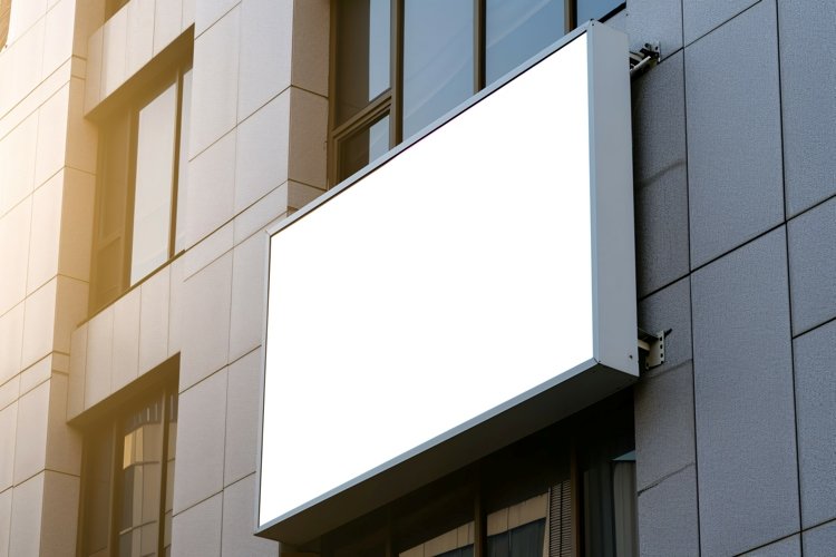 Sign Board Mockup on Building Wall