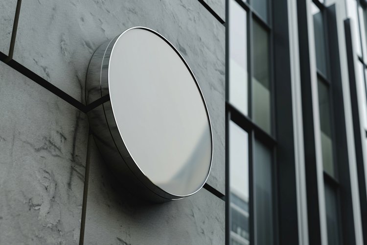 Sign Board Mockup on Building Wall