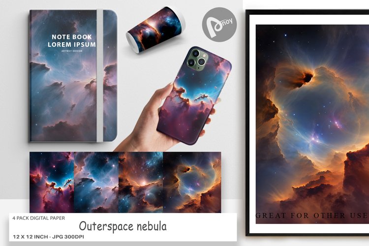 Digital Paper Outerspace nebula example image 1