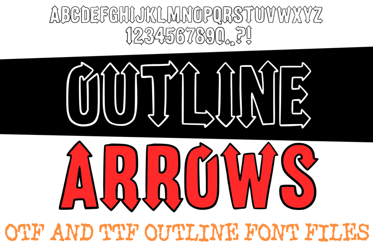 Outline Arrows ABC Font Typeface Alphabet OTF TTF