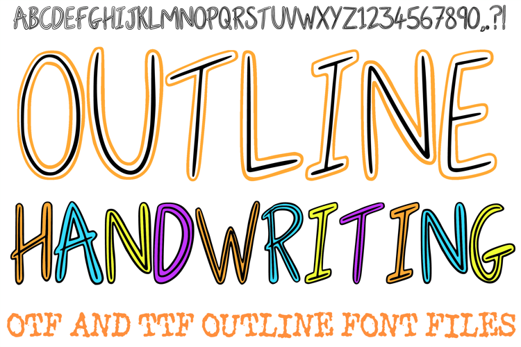 Outline Handwriting Lettering Font Hand Drawn ABC OTF Type