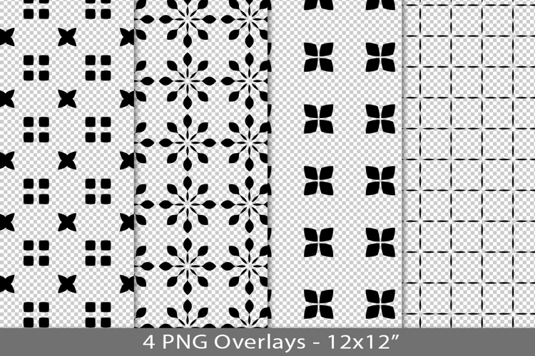 Seamless pattern overlay, black PNG