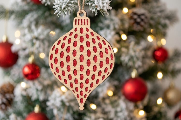 Oval Pattern Christmas Ornament SVG Wood Laser Cut example image 1
