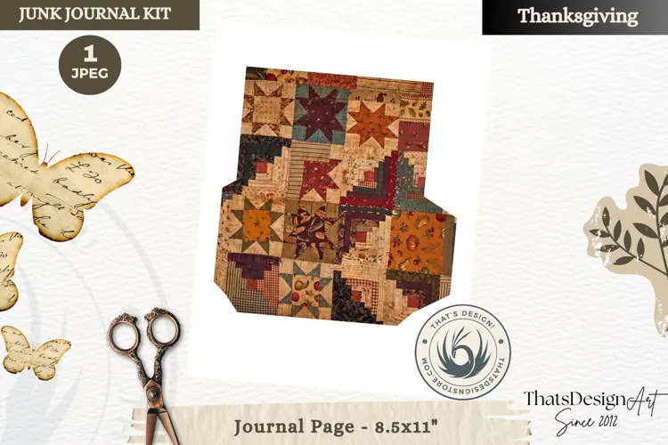 Vintage Thanksgiving Junk Journal page Ephemera Scrapbooking