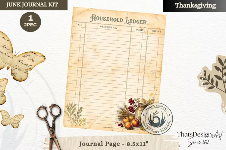 Vintage Thanksgiving Junk Journal page Scrapbooking collage