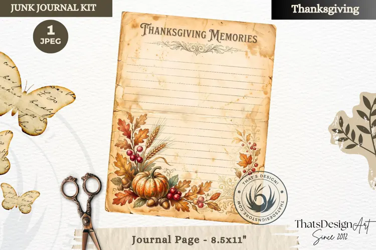 Vintage Thanksgiving Junk Journal page Scrapbooking collage