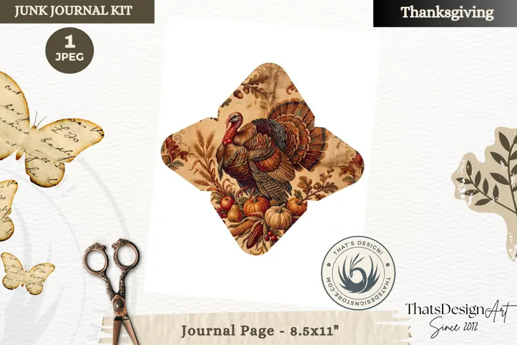 Vintage Thanksgiving Junk Journal page Ephemera Scrapbooking