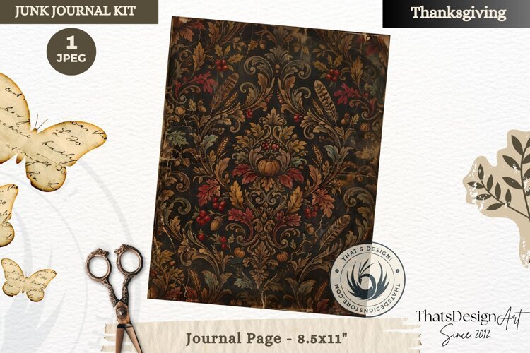 Vintage Thanksgiving Junk Journal page Scrapbooking collage example image 1