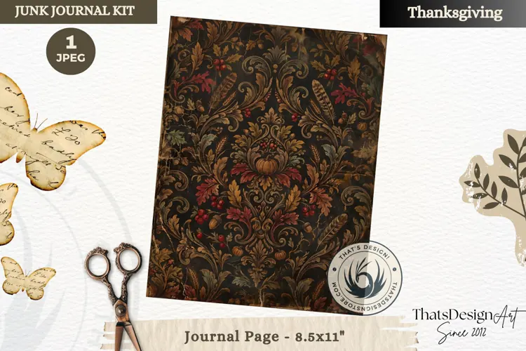 Vintage Thanksgiving Junk Journal page Scrapbooking collage