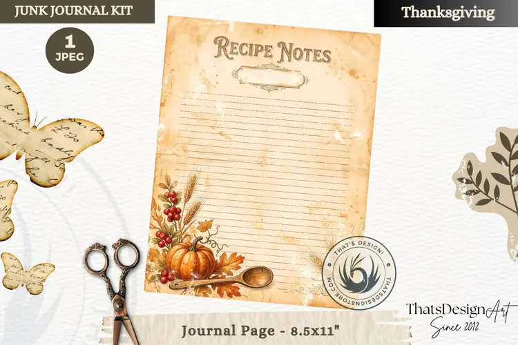 Vintage Thanksgiving Junk Journal page Scrapbooking collage