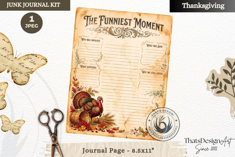Vintage Thanksgiving Recipes Junk Journal page Scrapbooking example image 1
