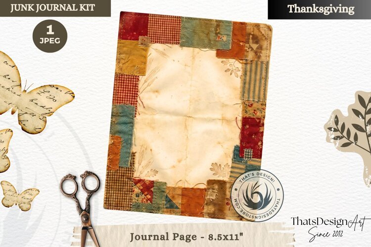 Vintage Thanksgiving Junk Journal blank page Scrapbooking example image 1