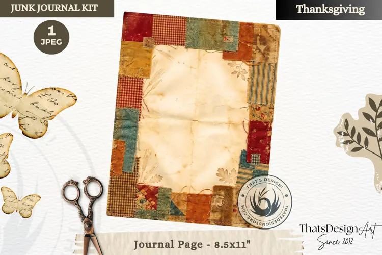 Vintage Thanksgiving Junk Journal blank page Scrapbooking
