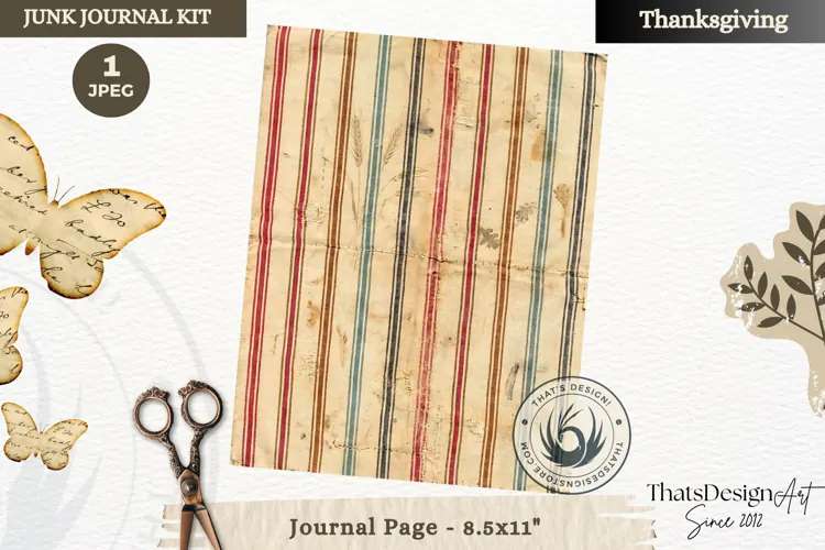 Vintage Thanksgiving Junk Journal page Scrapbooking collage