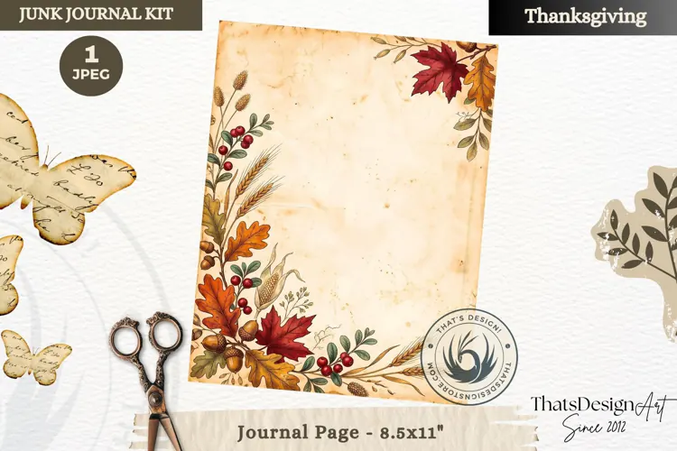 Vintage Thanksgiving Junk Journal page Scrapbooking collage