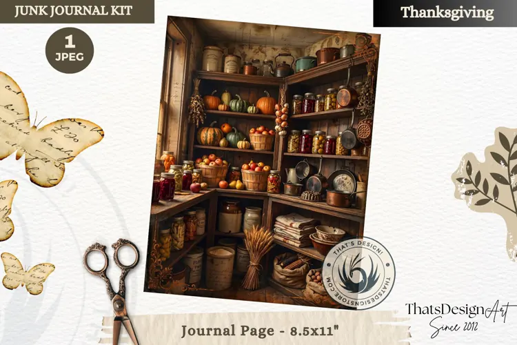 Vintage Thanksgiving Junk Journal page Scrapbooking collage