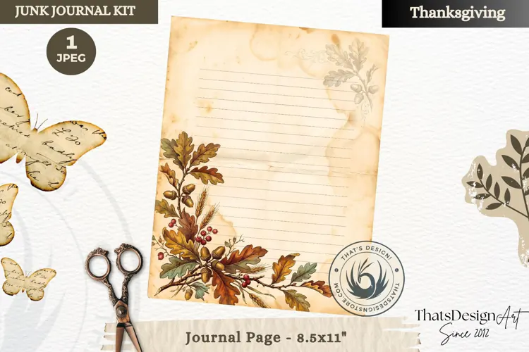 Vintage Thanksgiving Junk Journal page Scrapbooking collage