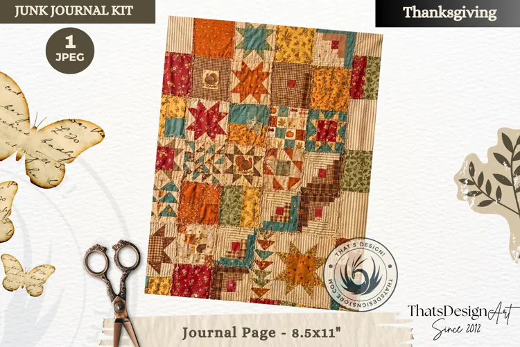 Vintage Thanksgiving Junk Journal page Scrapbooking collage