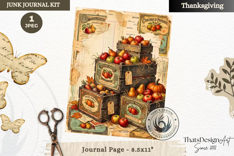 Vintage Thanksgiving Junk Journal page Scrapbooking collage