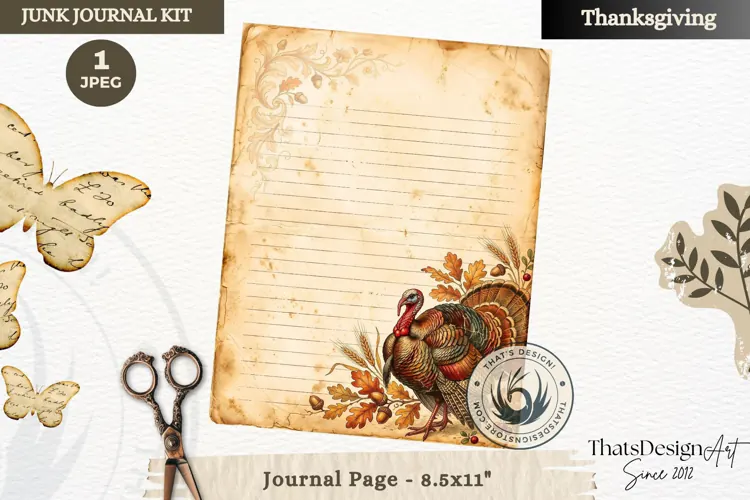 Vintage Thanksgiving Junk Journal page Scrapbooking collage