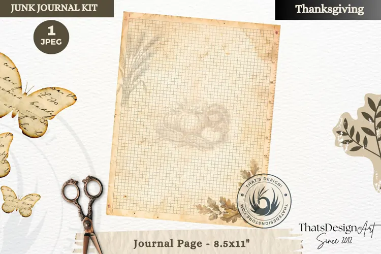 Vintage Thanksgiving Junk Journal blank page Scrapbooking