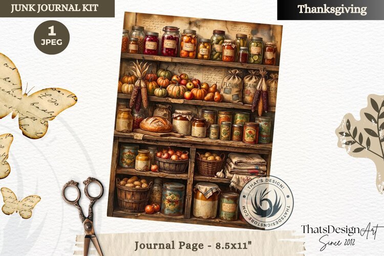 Vintage Thanksgiving Junk Journal page Scrapbooking collage example image 1