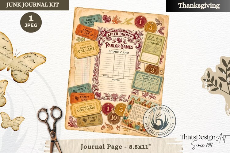 Vintage Thanksgiving Junk Journal page Scrapbooking collage example image 1