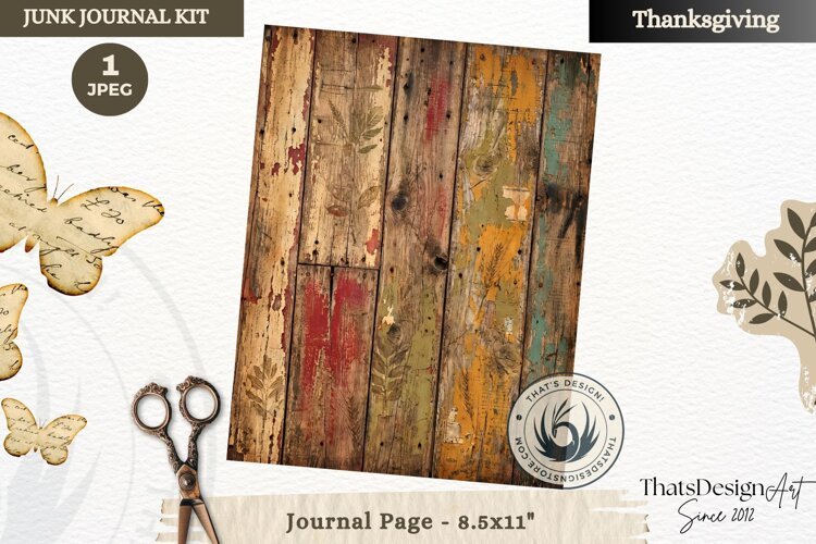 Vintage Thanksgiving Junk Journal page Scrapbooking collage example image 1