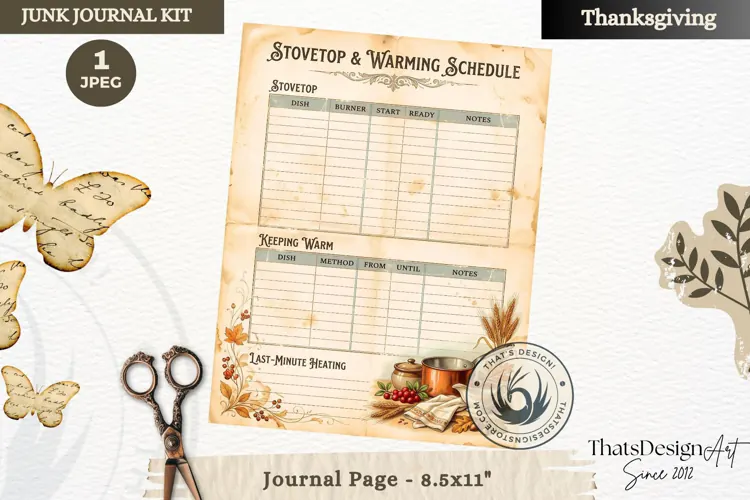 Vintage Thanksgiving Junk Journal page Scrapbooking collage