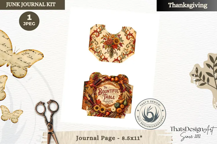 Vintage Thanksgiving Junk Journal page Ephemera Scrapbooking