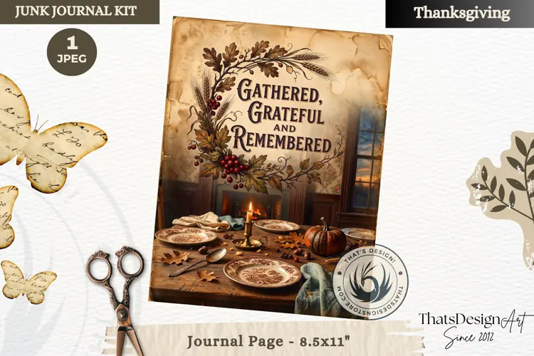 Vintage Thanksgiving Junk Journal page Scrapbooking collage
