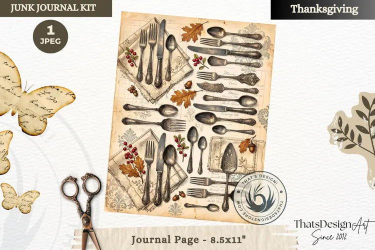 Vintage Thanksgiving Junk Journal page Scrapbooking collage