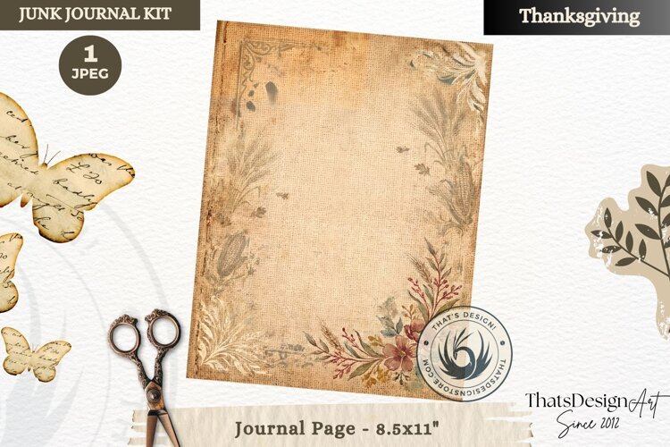 Vintage Thanksgiving Junk Journal blank page Scrapbooking example image 1