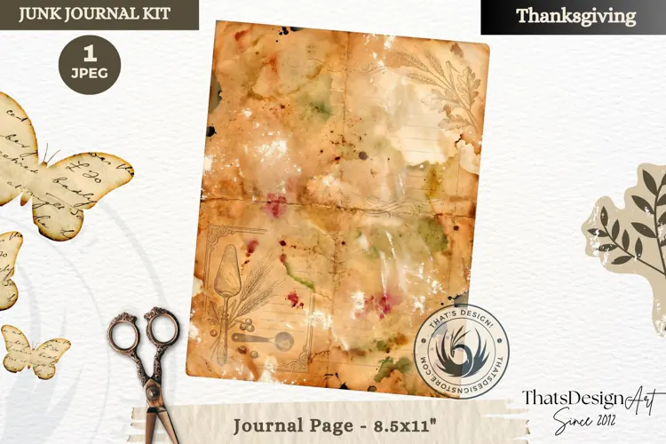 Vintage Thanksgiving Junk Journal blank page Scrapbooking