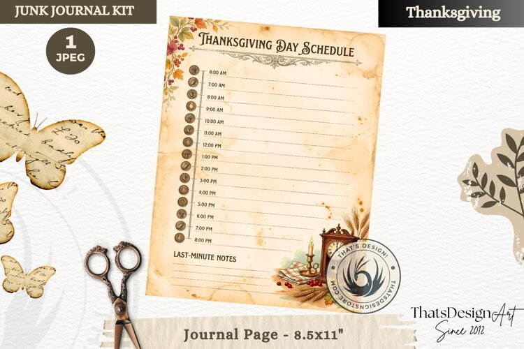 Vintage Thanksgiving Recipes Junk Journal page Scrapbooking example image 1