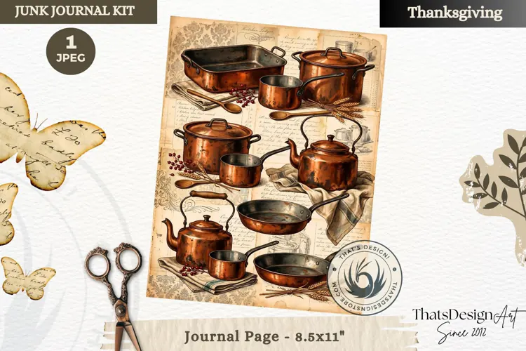 Vintage Thanksgiving Junk Journal page Scrapbooking collage