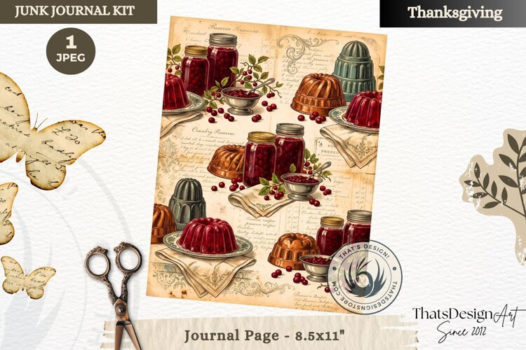 Vintage Thanksgiving Junk Journal page Scrapbooking collage example image 1
