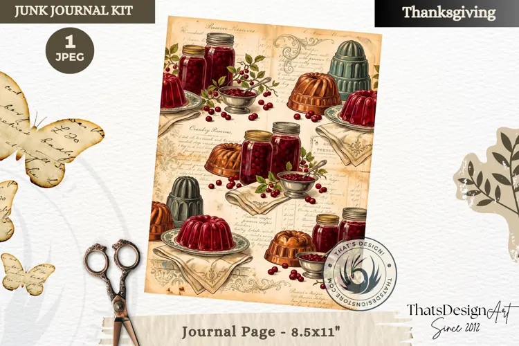 Vintage Thanksgiving Junk Journal page Scrapbooking collage