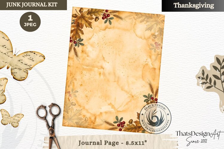 Vintage Thanksgiving Junk Journal blank page Scrapbooking example image 1