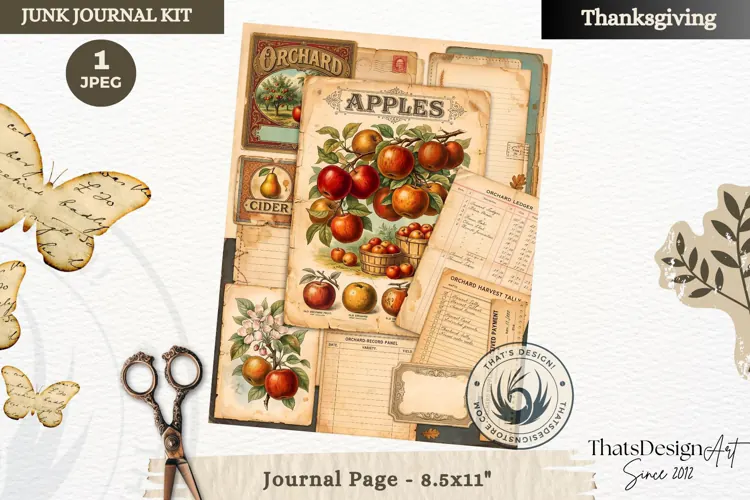 Vintage Thanksgiving Junk Journal page Scrapbooking collage