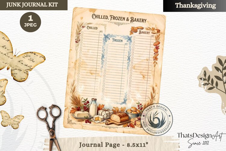 Vintage Thanksgiving Recipes Junk Journal page Scrapbooking example image 1