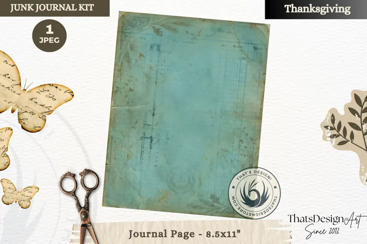 Vintage Thanksgiving Junk Journal blank page Scrapbooking