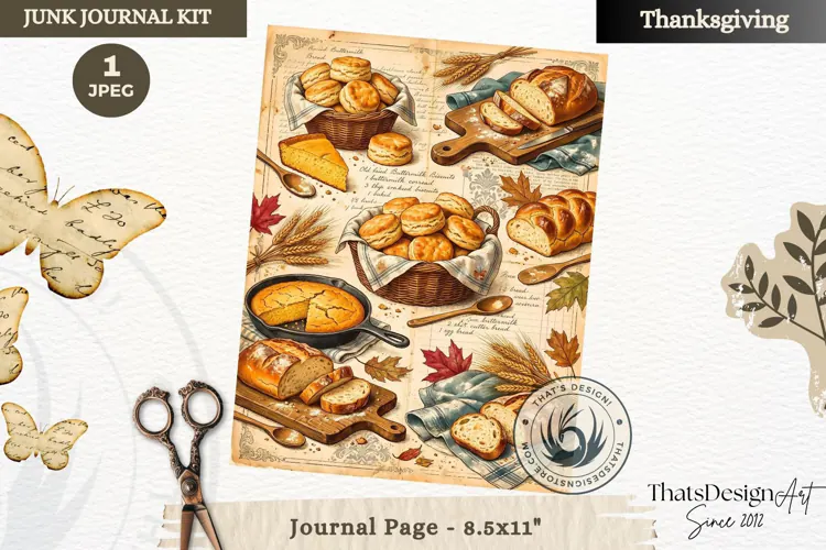 Vintage Thanksgiving Junk Journal page Scrapbooking collage