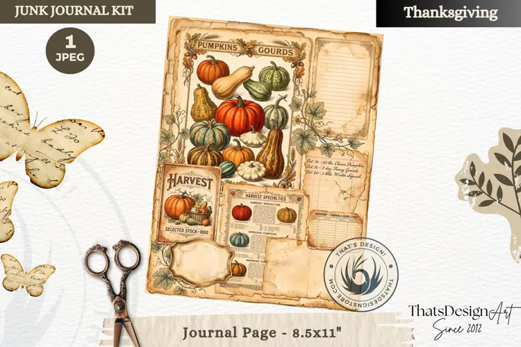 Vintage Thanksgiving Junk Journal page Scrapbooking collage
