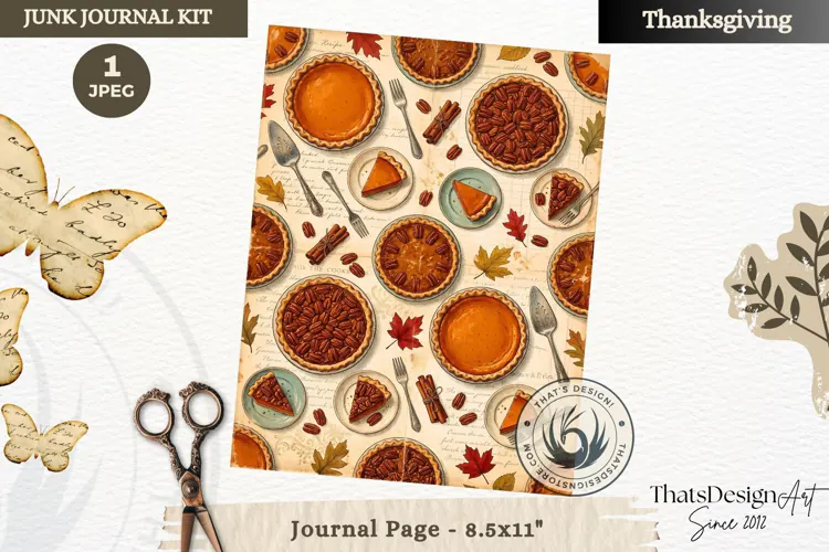 Vintage Thanksgiving Junk Journal page Scrapbooking collage